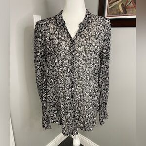 Anthropologie HeiHei Daytrip Lion Safari Blouse Cotton Button Down Medium M